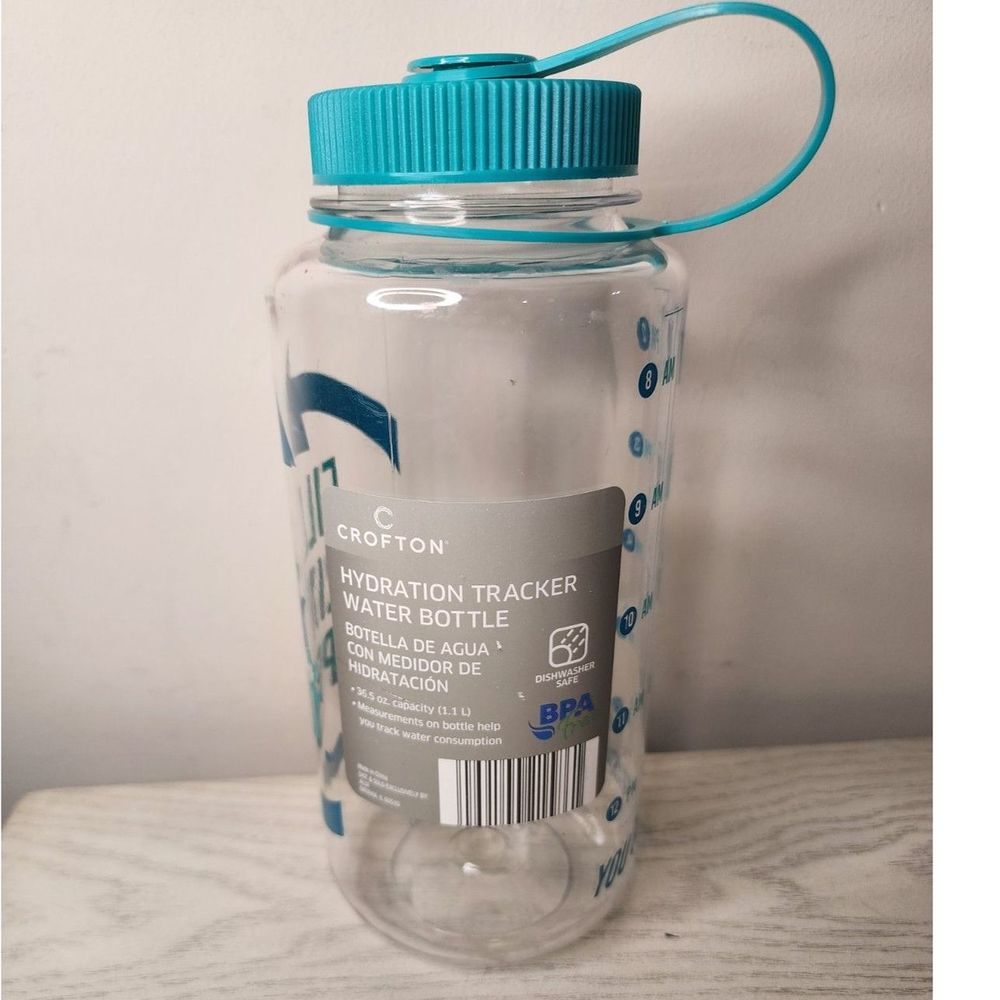Crofton Hydration Tracker Plastic‎ Water Bottle 36.5Oz 1.1L